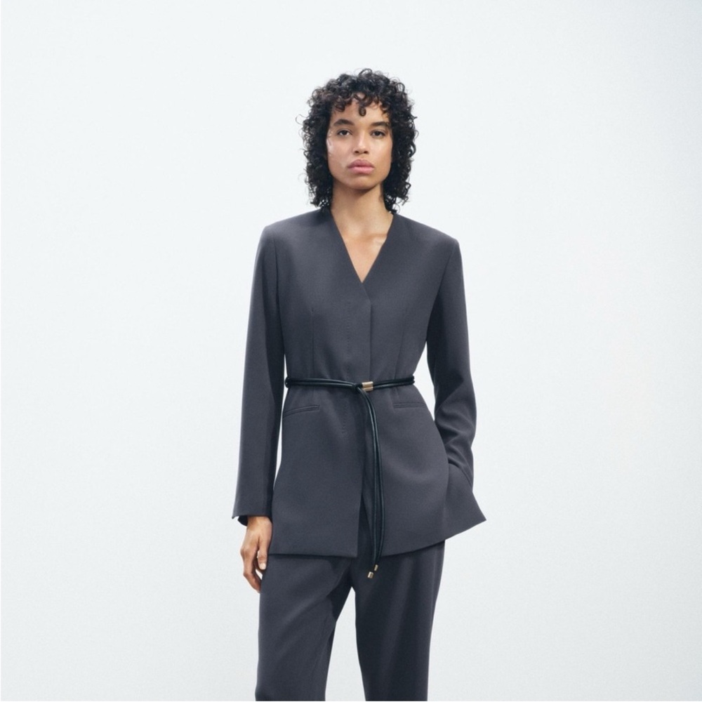 Zara ZW Collection Belted gray blazer, size xs